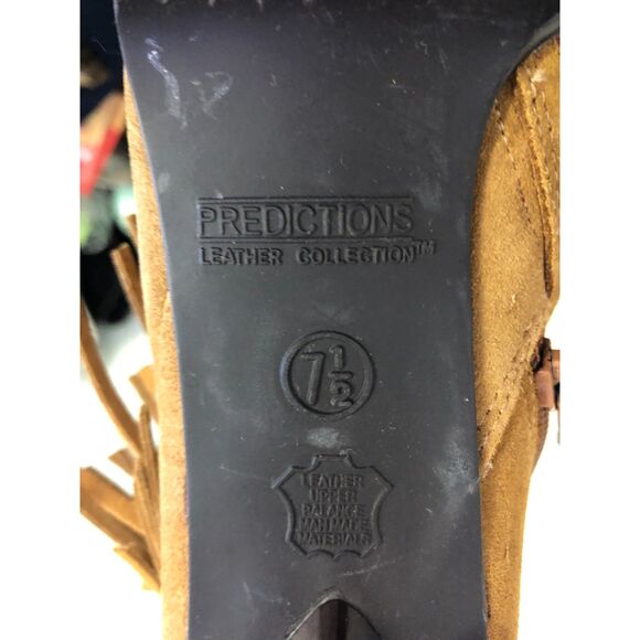 Predictions Boho Leather Fringed High Heel Boots Women Size 7.5 - Picture 8 of 10